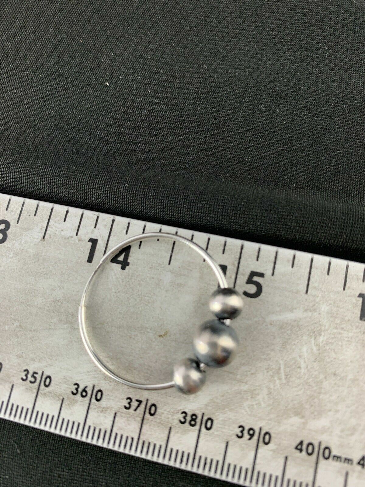 Native American Indian Sterling Silver Beads Hoop Earrings 03755