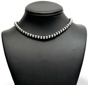 6mm Navajo Pearls 12"Hook Eye Cone Necklace | Sterling Silver | Authentic Native American Handmade