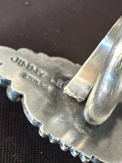 White Buffalo Turquoise Navajo Sterling Silver Ring Size 6 18624