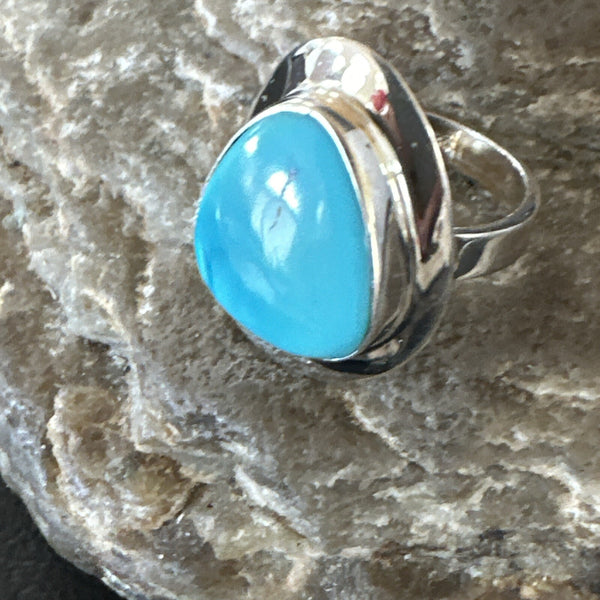 Women's Robin Egg Blue Kingman Turquoise Ring Size 9 | Sterling Silver | Authentic Native American Handmade | 17734