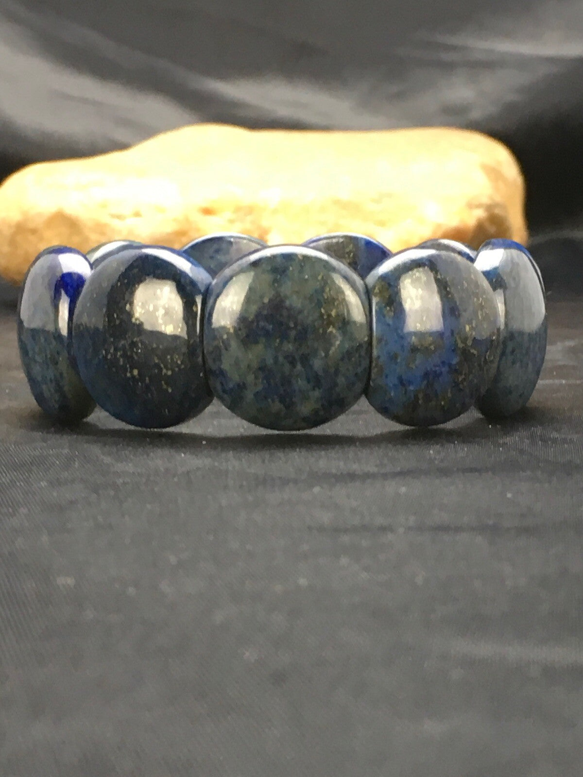 Blue Lapis Bead Stretch Bracelet 7.25" 03015