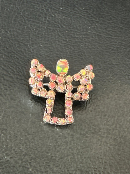 Womens Red Opal Navajo Sterling Silver Butterfly Angel Pin Pendant 18157