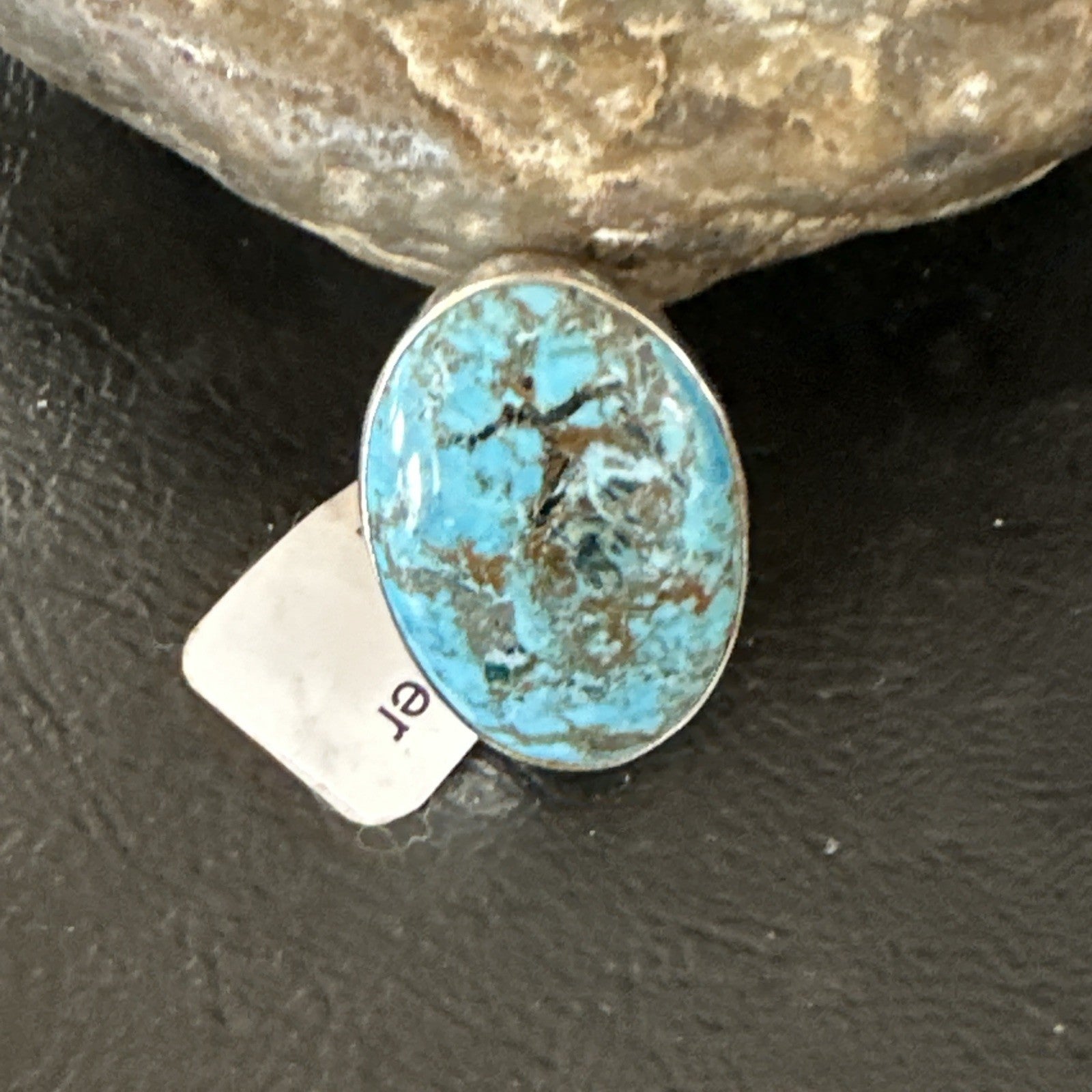 Blue Turquoise#8 Southwestern Sterling Silver Ring Size 7 19737
