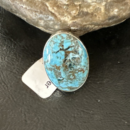 Blue Turquoise#8 Southwestern Sterling Silver Ring Size 7 19737