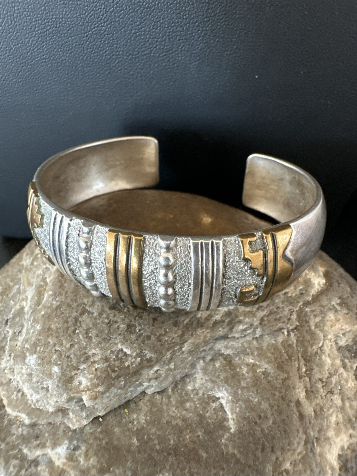 Gold filled Navajo Womens Sterling Silver Cuff Bracelet 6.75" 19700