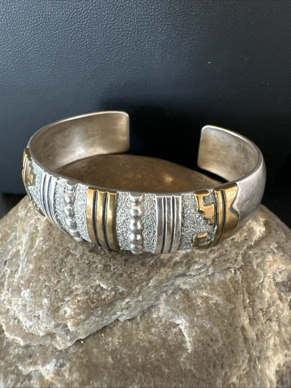 Gold filled Navajo Women's Cuff Bracelet 6.75" | Sterling Silver | Authentic Native American Handmade | 19700