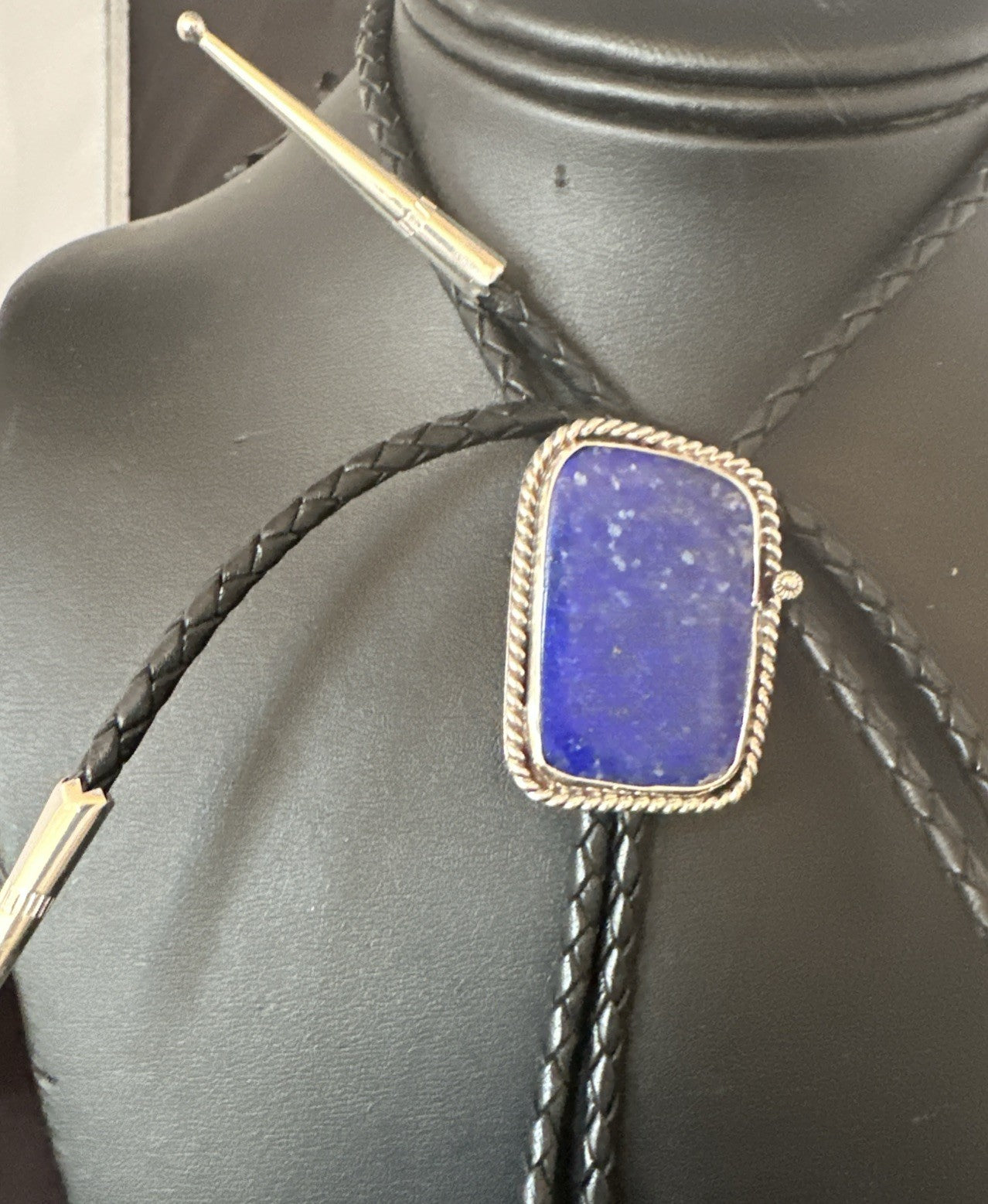 Mens Blue Lapis Lazuli Navajo Sterling Silver Bolo Tie A Toledo 19052