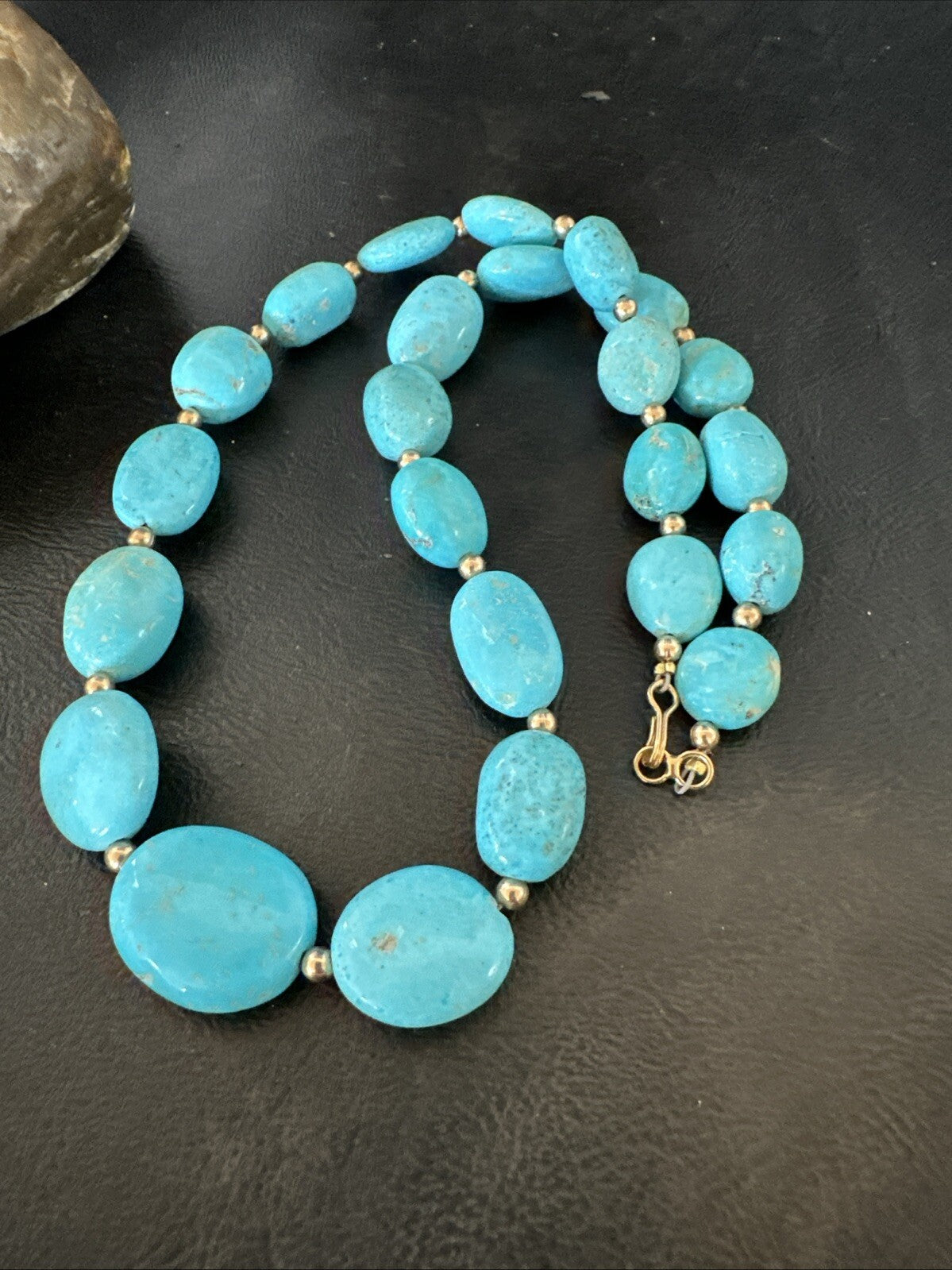 Authentic Gold filled Blue Sleeping Beauty Turquoise Navajo Necklace 20” 18607