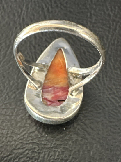 Blue Turquoise Spiny Oyster Southwestern Sterling Silver Ring Size 7 18433