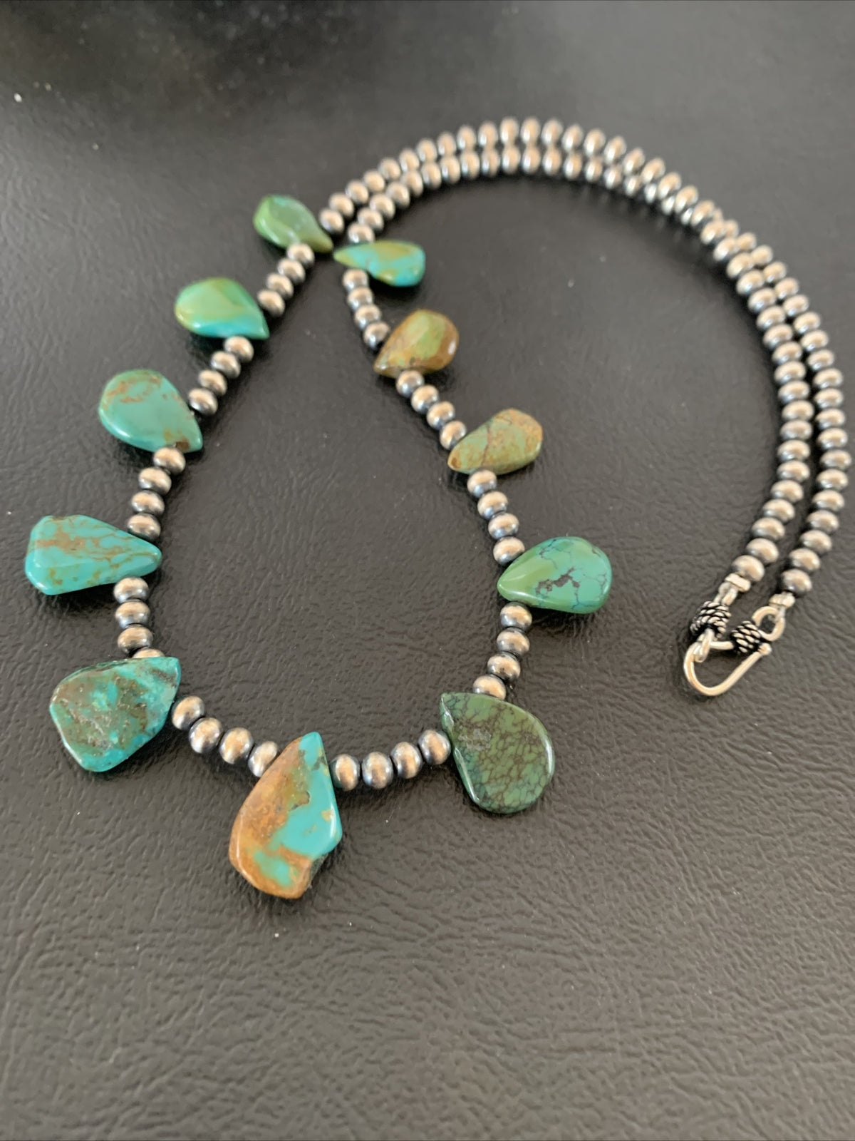Royston Turquoise Sterling Silver Beads Necklace 02184