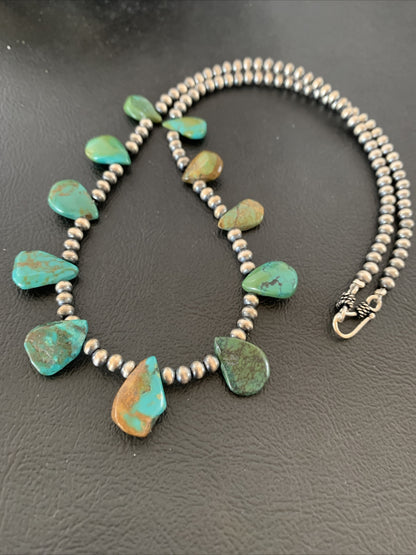 Royston Turquoise Sterling Silver Beads Necklace 02184
