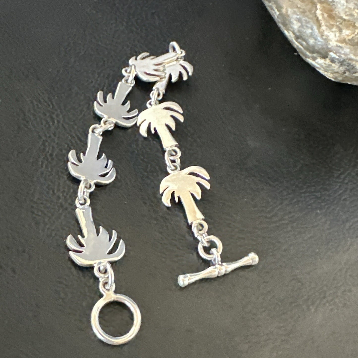 Palm Tree Old Pawn Sterling Silver Link Bracelet 7” 18130