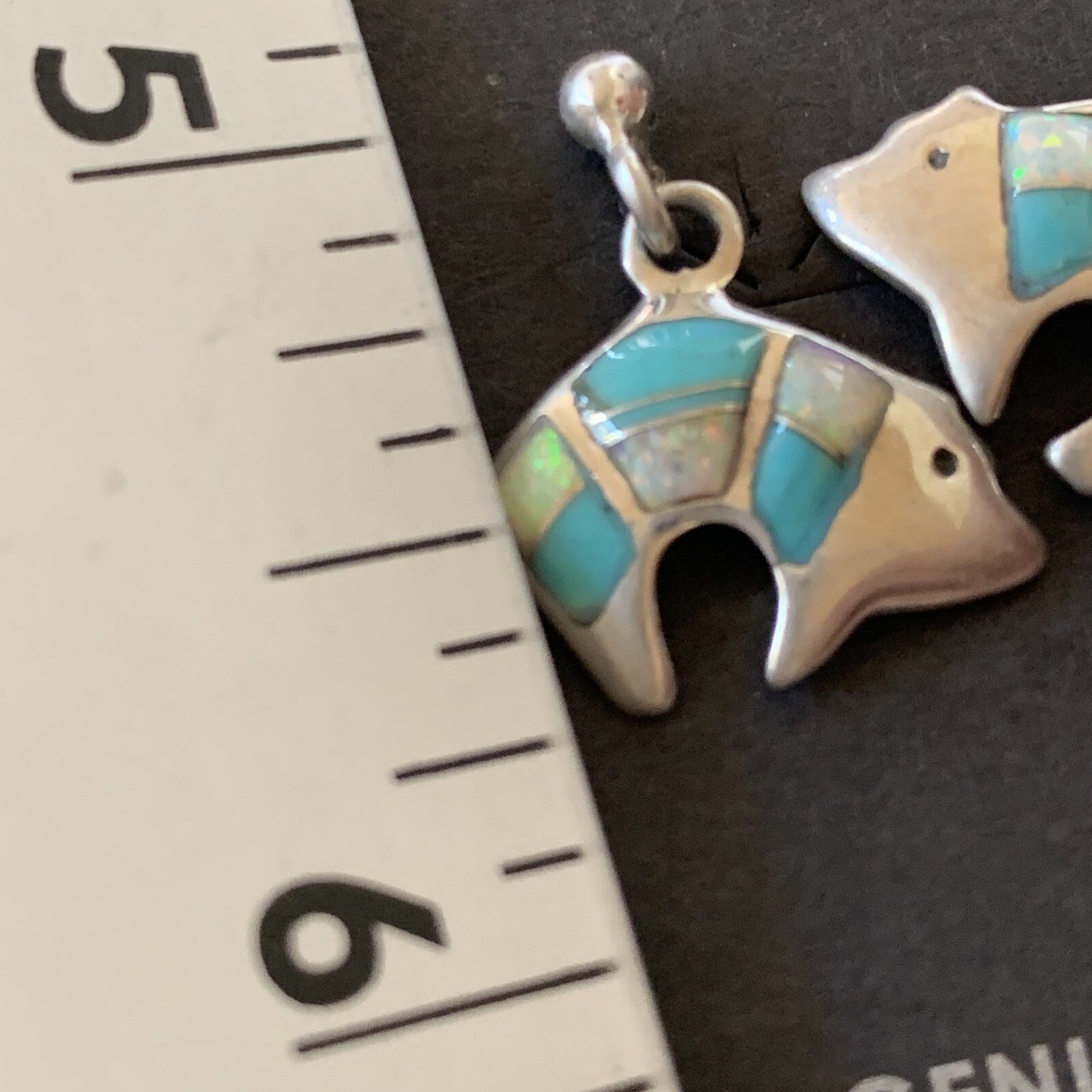 Womens Turquoise White Opal Inlay Navajo Sterling Silver Dangle Earrings 12773