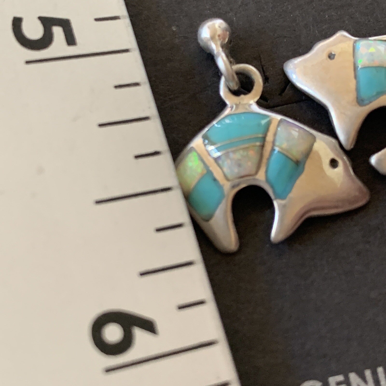 Womens Turquoise White Opal Inlay Navajo Sterling Silver Dangle Earrings 12773