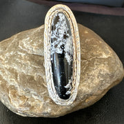 X Long Navajo White Buffalo Turquoise Ring Sterling Silver Sz 8 19767