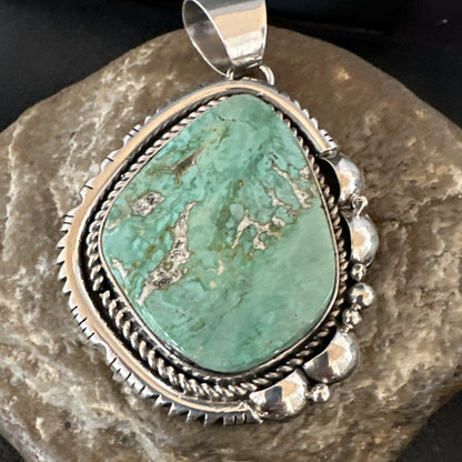 Men Women Green Royston Turquoise Pendant Navajo Sterling Yazzie 19522