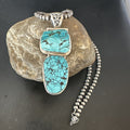 Blue Spiderweb Turquoise Pendant Navajo Pearls Necklace | Sterling Silver | Authentic Native American Handmade | 16008