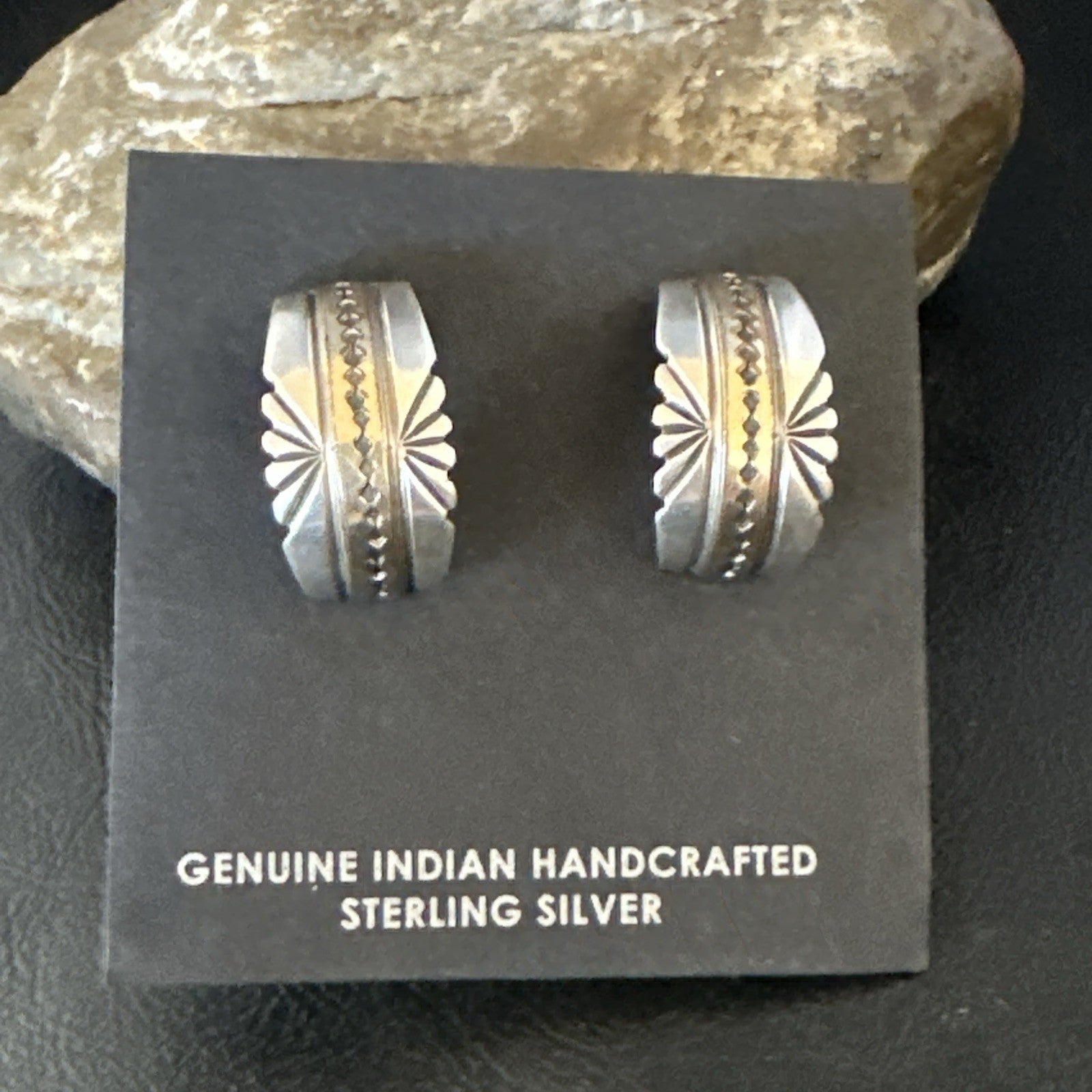 Old Pawn Navajo Stamped GF Sterling Silver Native American Earrings 19091
