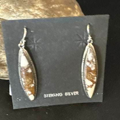 Native American Navajo Sterling Silver Wild Horse Turquoise Earrings 01377