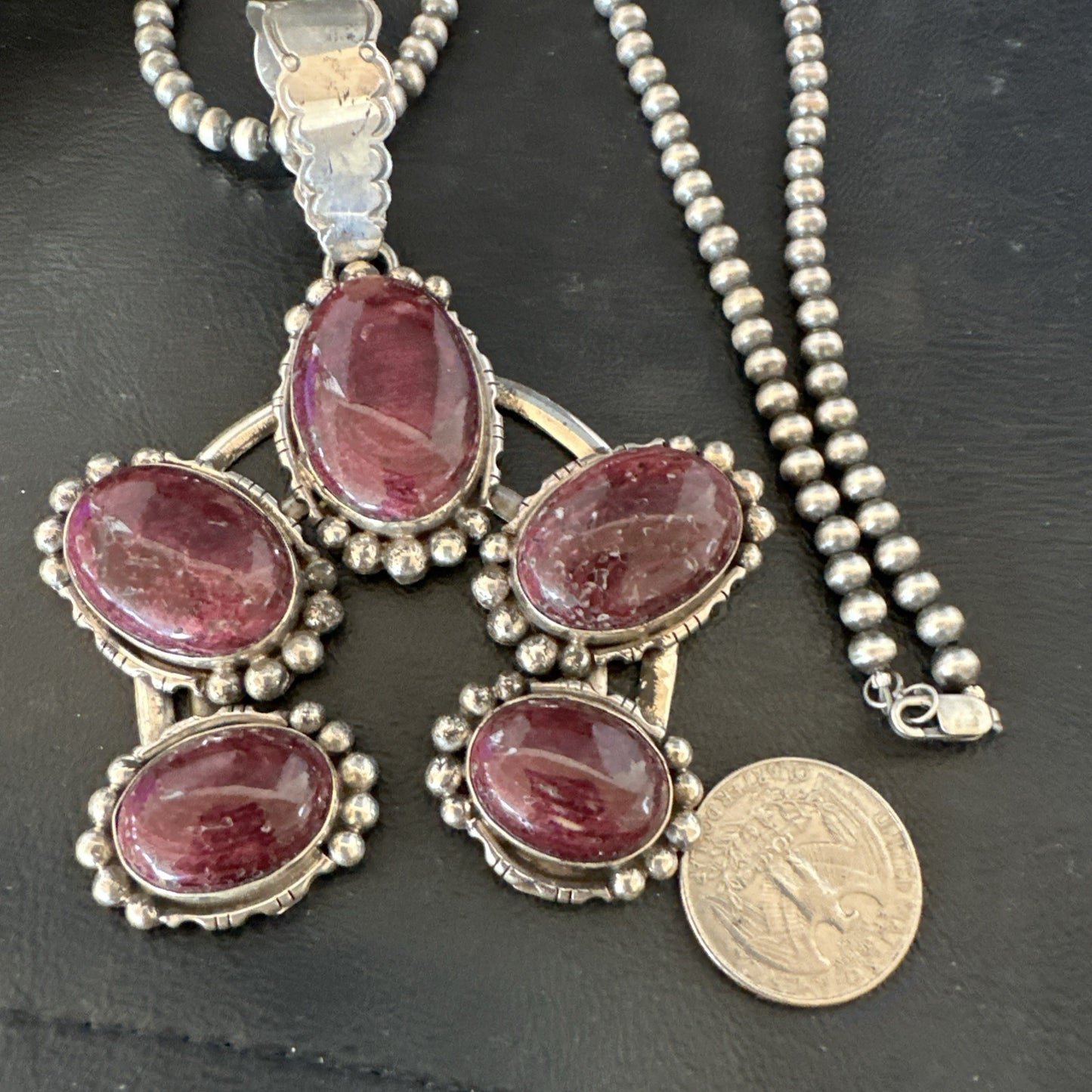 Navajo Purple Spiny Oyster Pendant Necklace Naja Sterling Silver 20" 19029