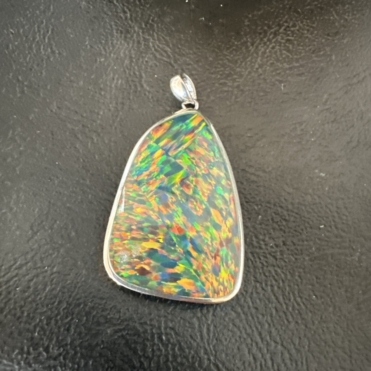 Mens Womens Multicolor Gilson Opal Navajo Sterling Silver Inlay Pendant 18611