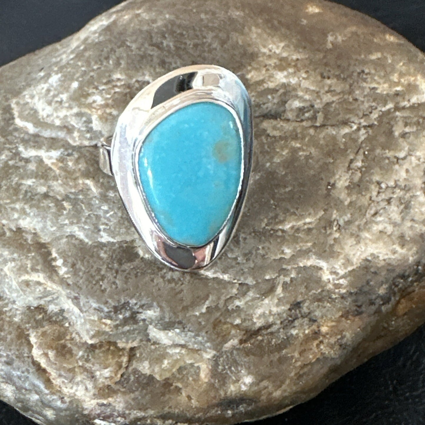 Southwestern Sterling Silver Blue Kingman Turquoise Ring Size 9 18529