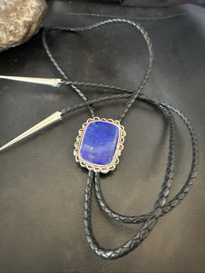 Mens Blue Lapis Lazuli Navajo Sterling Silver Bolo Tie 18660