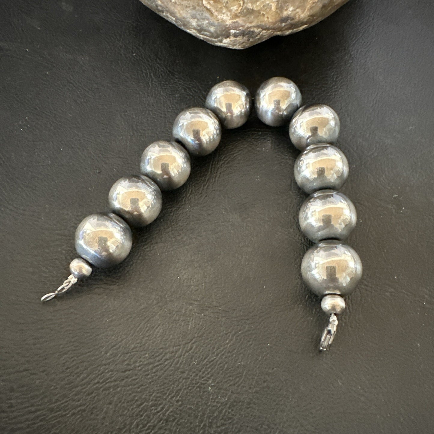 16mm Round Beads 7” Sterling Silver Beads Bracelet 17163