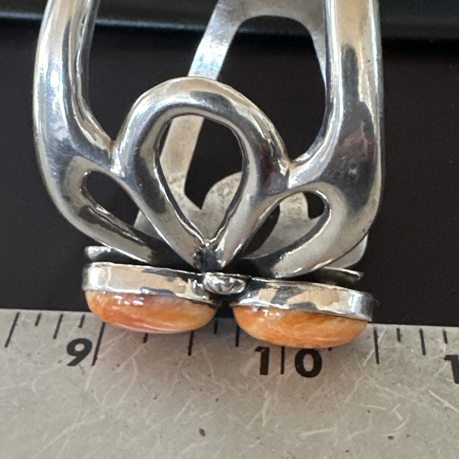 Butterfly Orange Spiny Oyster Navajo Sterling Silver Cuff Bracelet 18571