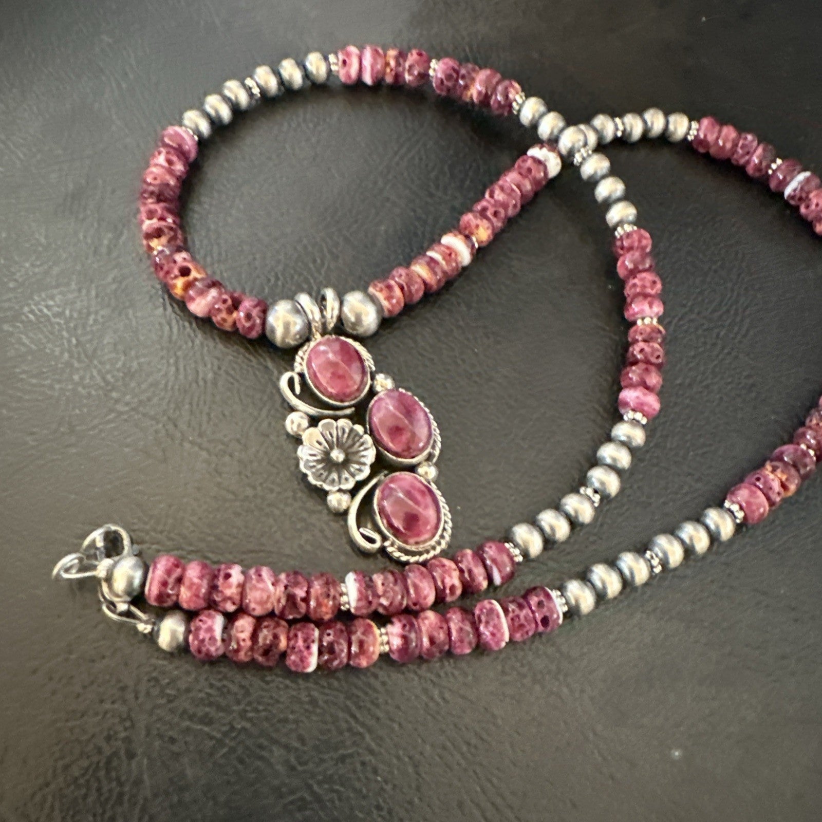 Sterling Purple Spiny Sugilite Pendant Navajo Silver Necklace 19609