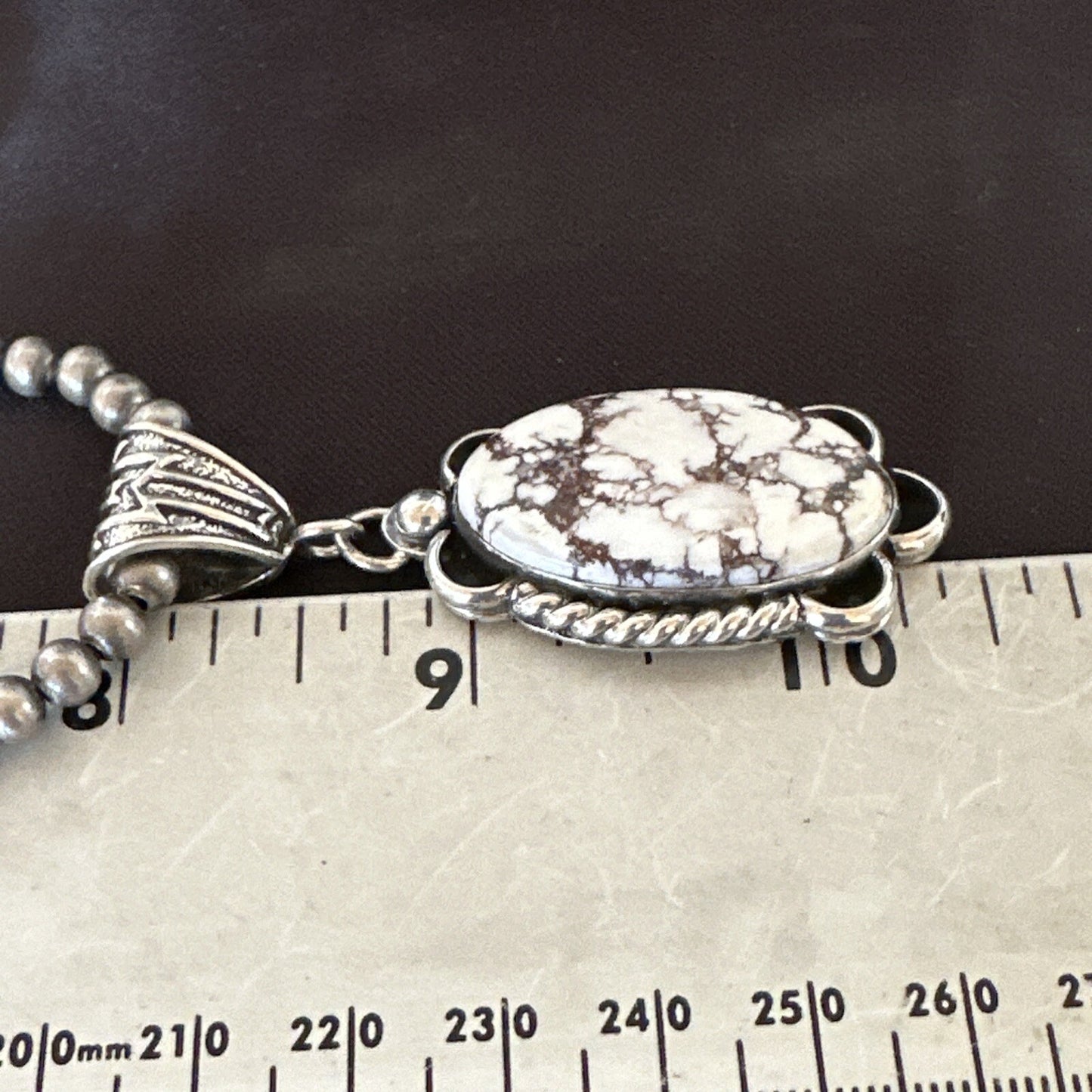 Wild Horse Turquoise Pendant Sterling Silver Beads Necklace 18029
