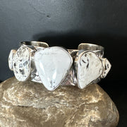 Men's Women's White Buffalo Turquoise Navajo Cuff Bracelet | Sterling Silver | Authentic Native American Handmade | 17944