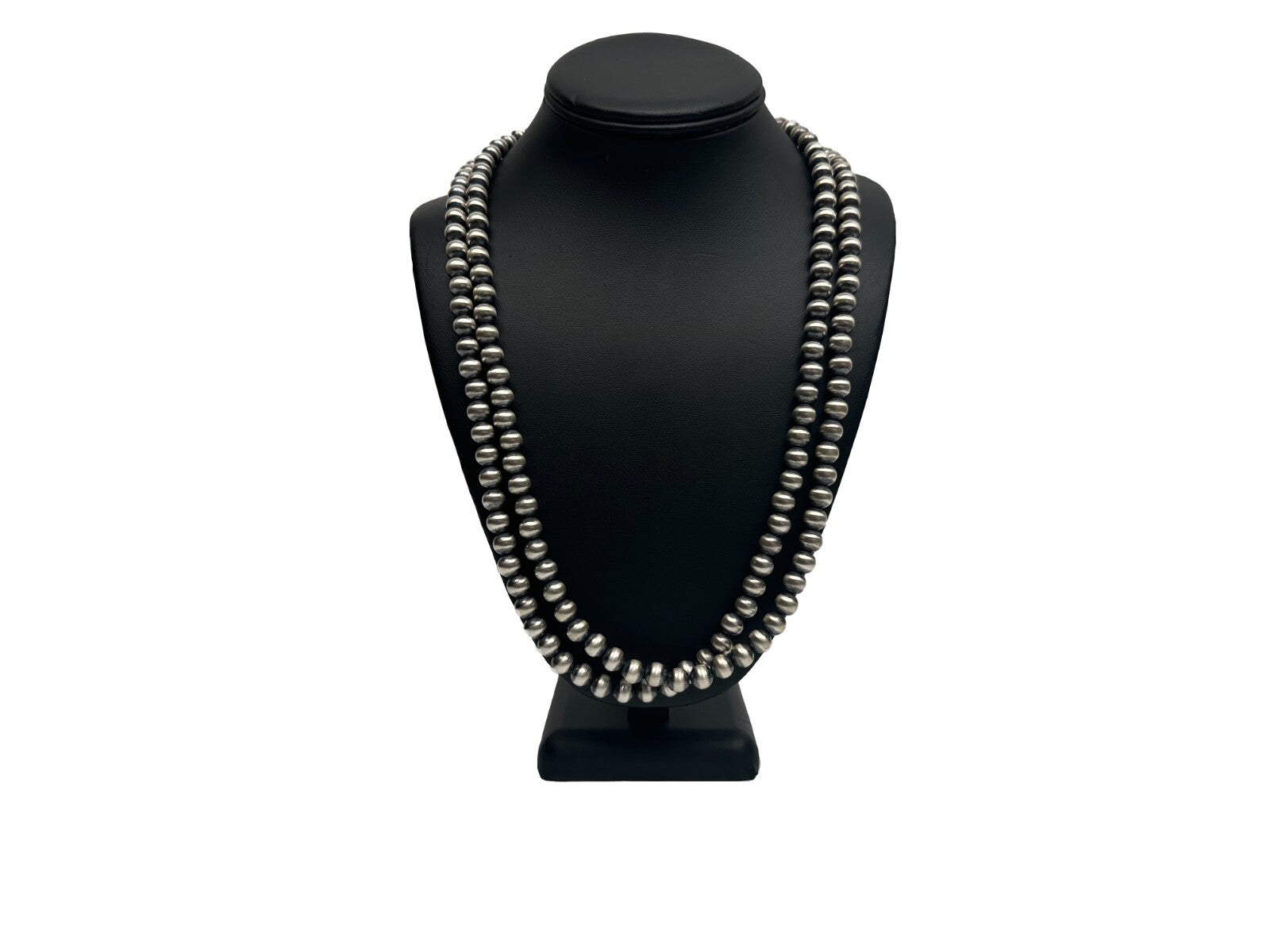 Native American 8mm Sterling Silver Navajo Pearls 60" Single Strand Necklace