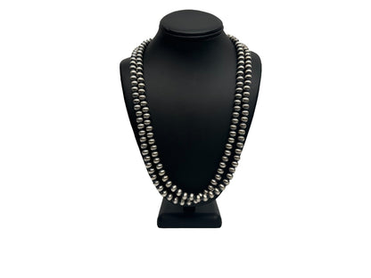 Native American 8mm Sterling Silver Navajo Pearls 60" Single Strand Necklace