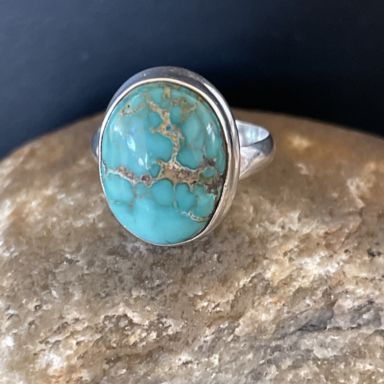 Native American Navajo Sterling Silver Blue Turquoise Ring Size 7 11415