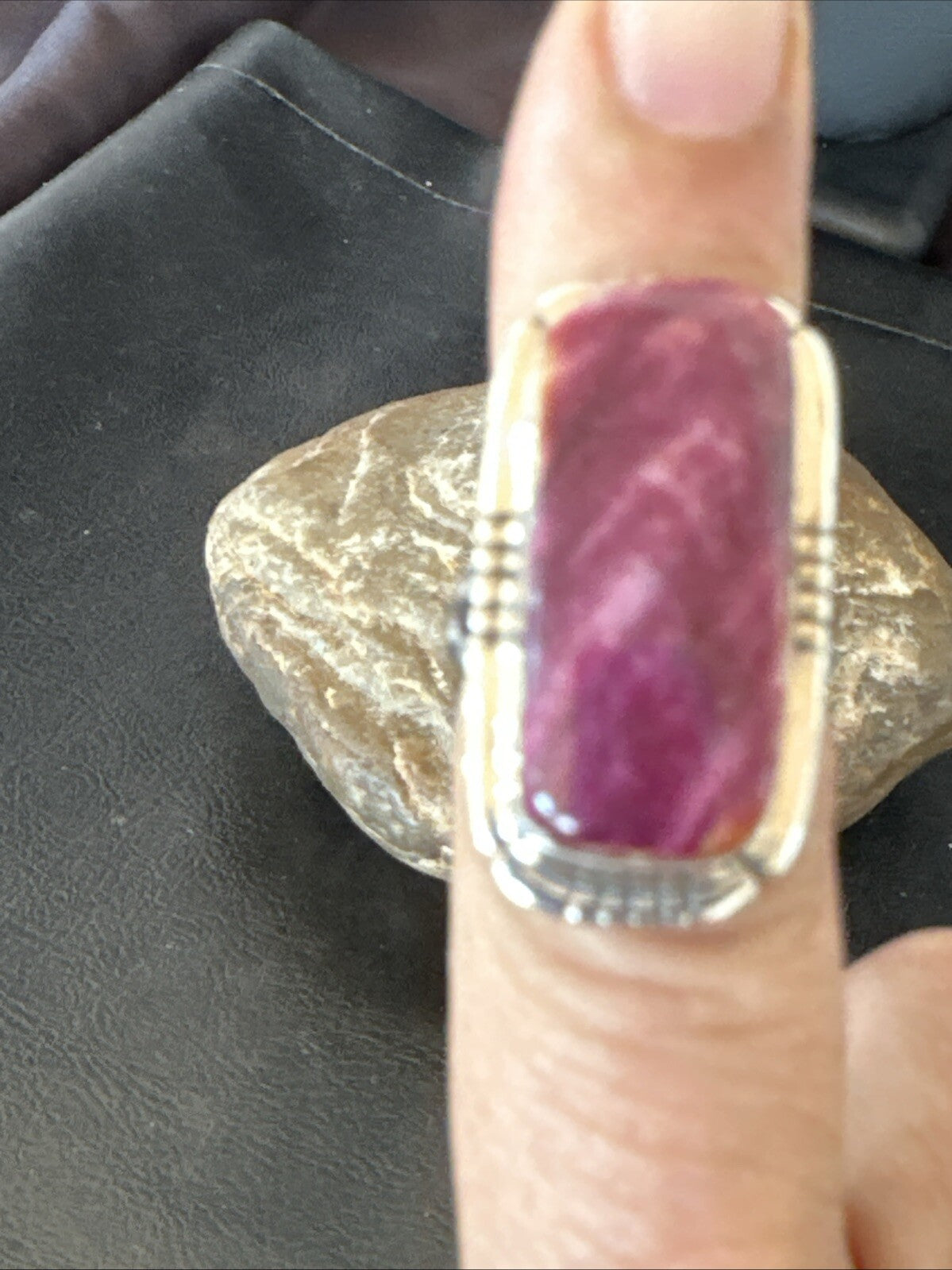 Womens Purple Spiny Oyster Navajo Sterling Silver Ring Size 6.5 18581