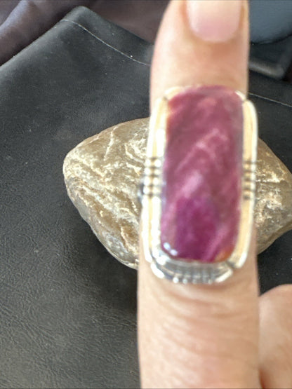 Womens Purple Spiny Oyster Navajo Sterling Silver Ring Size 6.5 18581