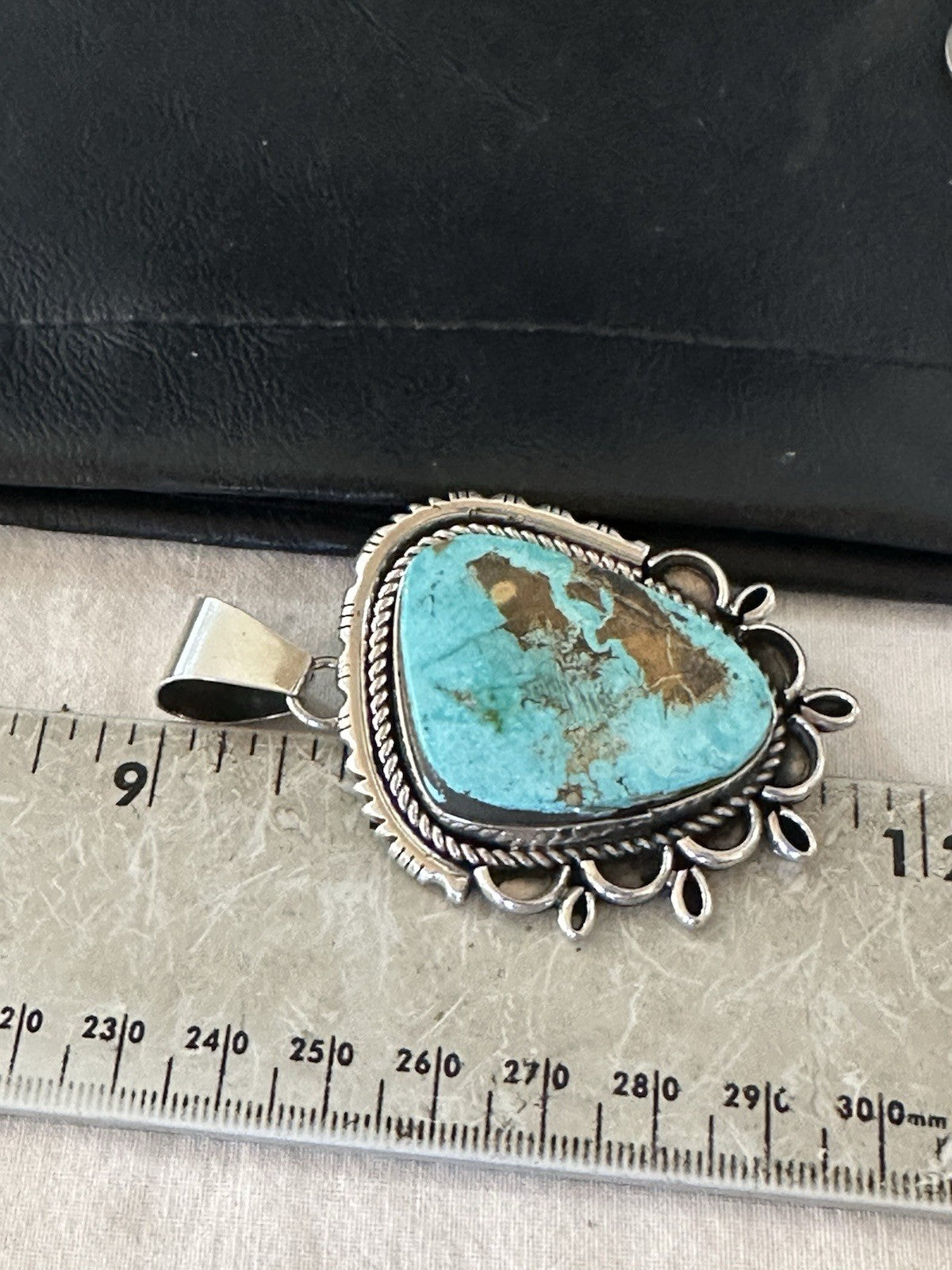 XL Men Women Blue Turquoise Pendant Navajo Sterling Yazzie 19525