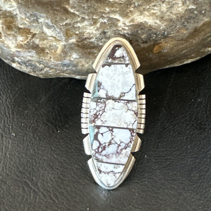 Mens Womens Wild Horse Turquoise Inlay Navajo Sterling Silver Ring Sz 7 19109