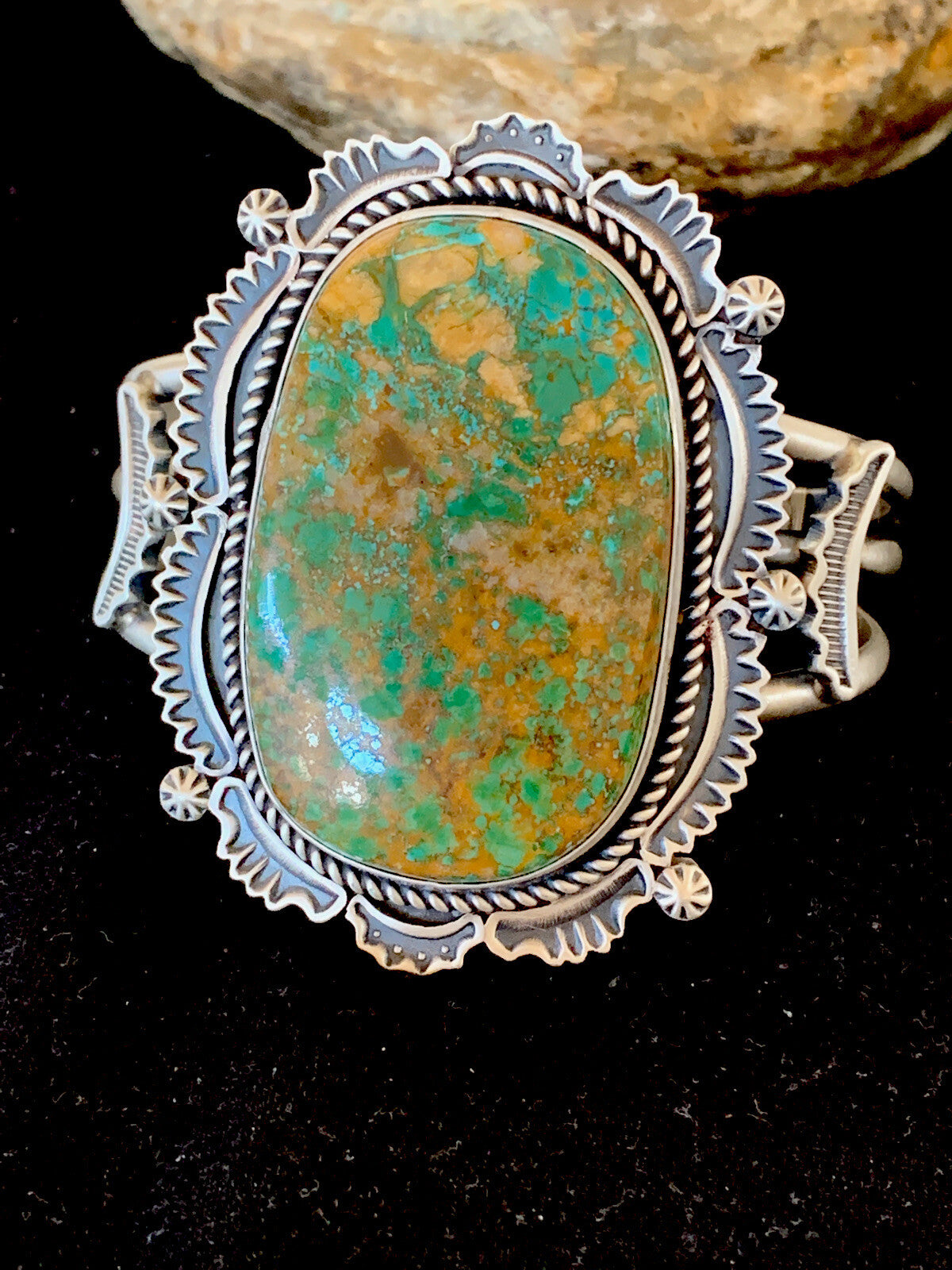 Mens Royston Turquoise Navajo Sterling Silver Cuff Bracelet 1163