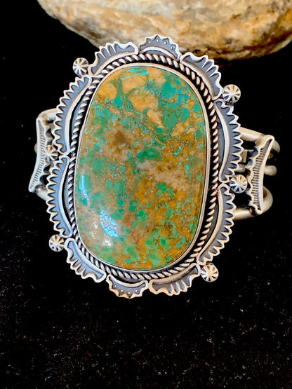 Mens Royston Turquoise Navajo Sterling Silver Cuff Bracelet 1163