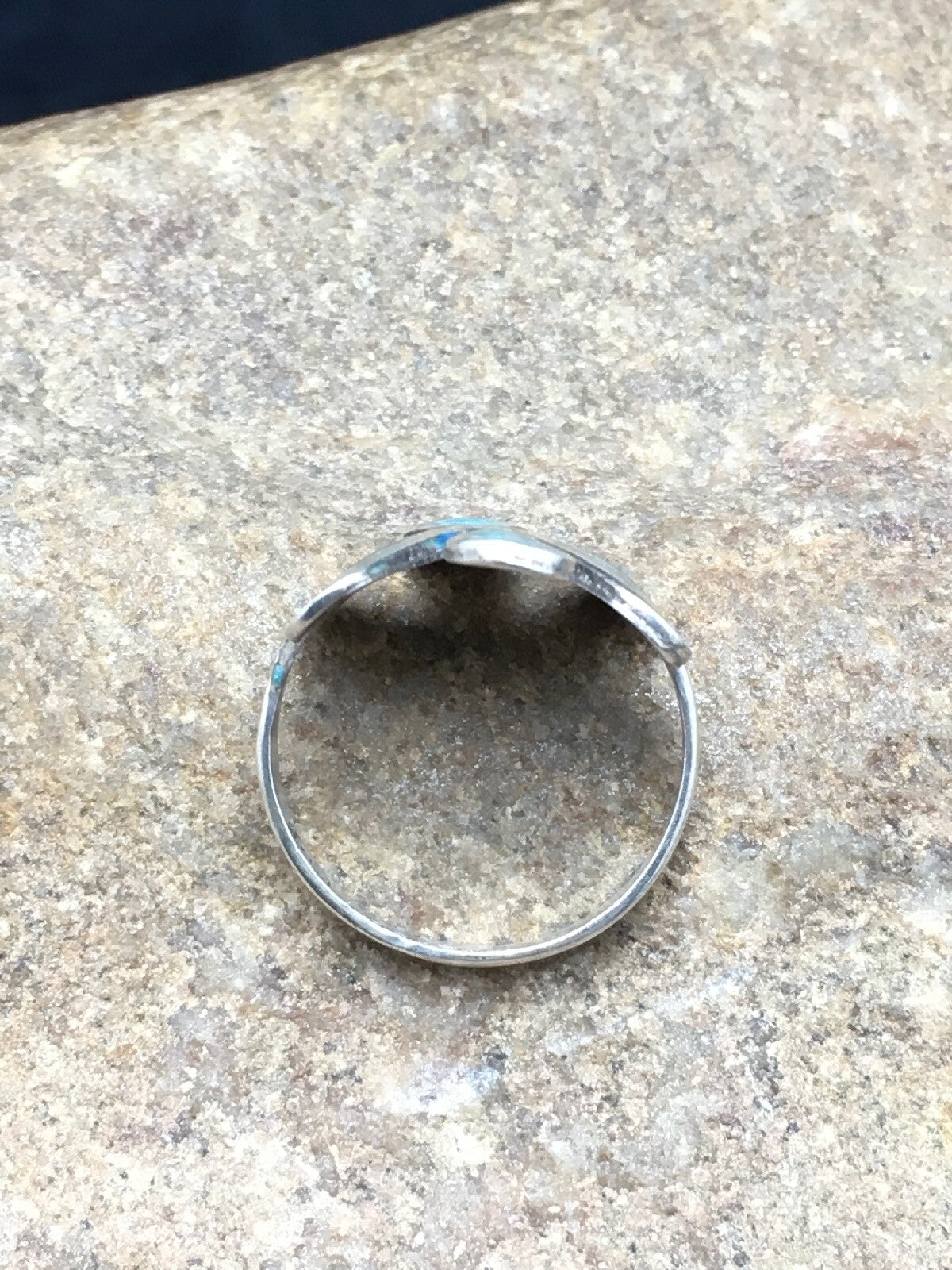 Navajo Blue Turquoise Flower Ring Sterling Silver 6.75 03076