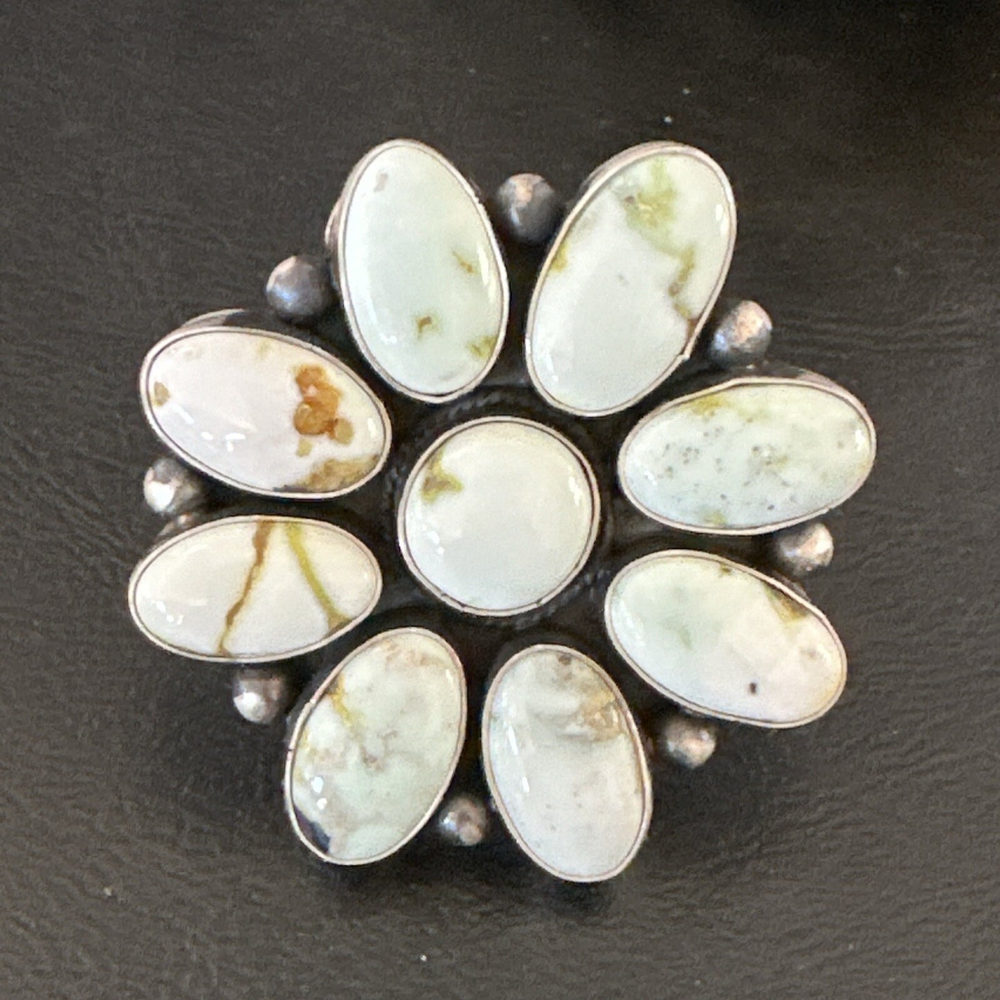 Women Blue Dry Creek Turquoise Cluster Navajo Sterling Silver Ring Sz 9 17772