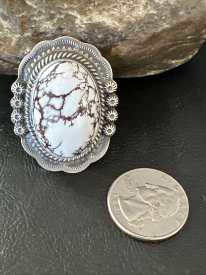 Mens Womens Wild Horse Turquoise Navajo Sterling Silver Ring Sz 8 18723