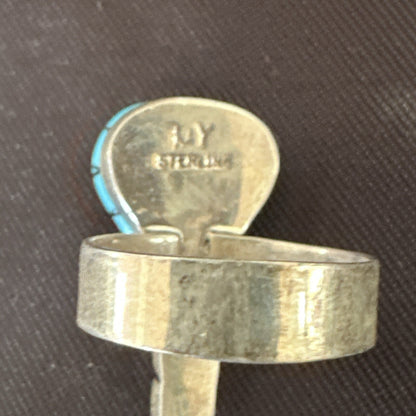 Navajo Blue Turquoise Balloon Inlay Band Ring Sz 6.5 18189