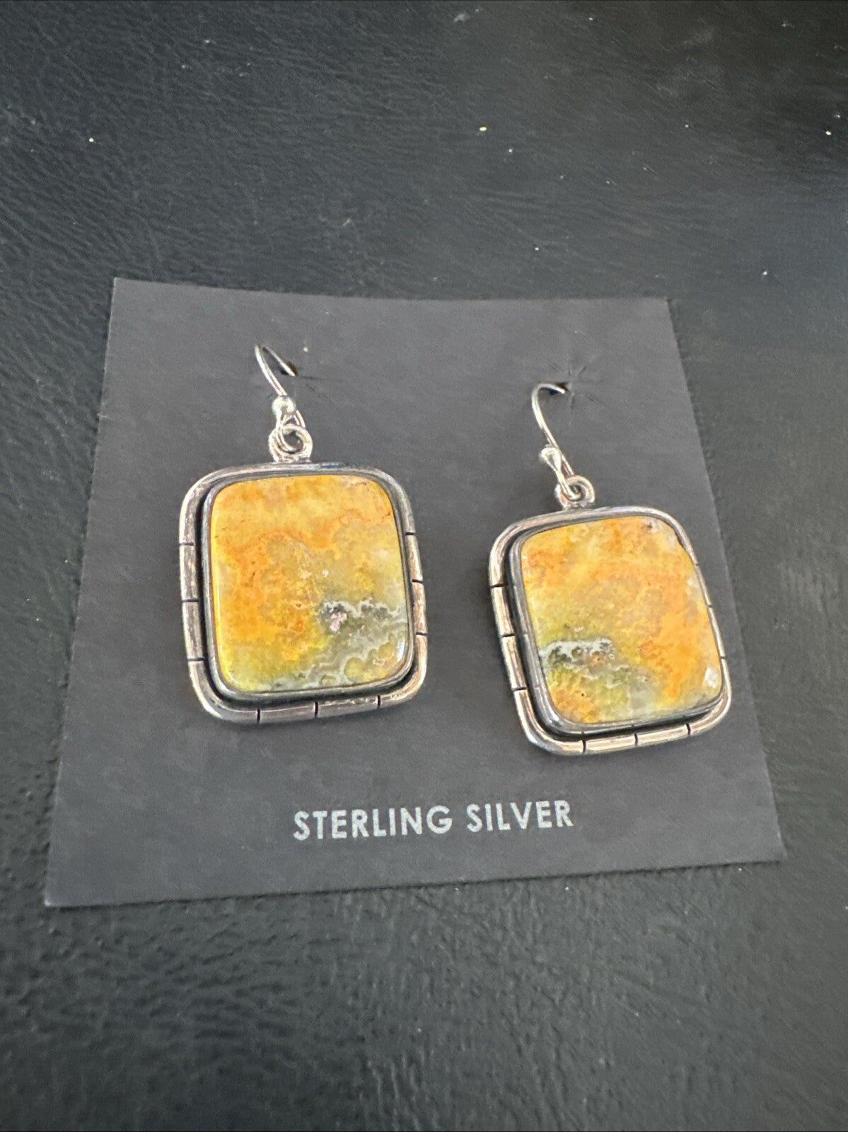 Womens Bumblebee Jasper Navajo Sterling Silver Earrings 15837