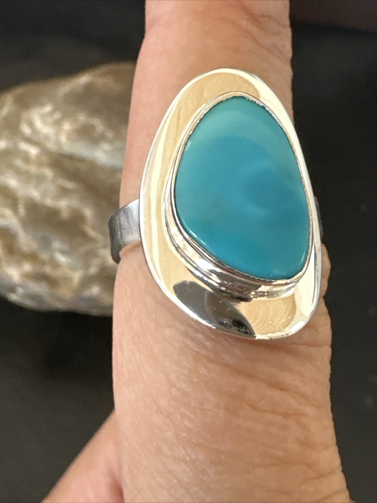 WoMens Sterling Silver Blue Kingman Turquoise Ring Size 7.5 17683