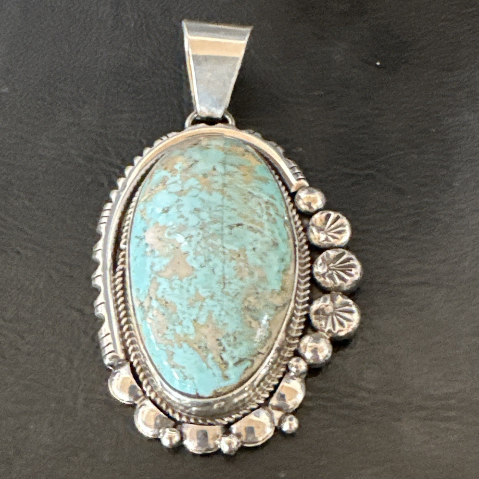 XL Men Women Blue Royston Turquoise Pendant Navajo Sterling Yazzie 19524
