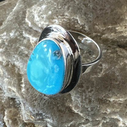 WoMens Sterling Silver Robin Egg Blue Kingman Turquoise Ring Size 9 17733