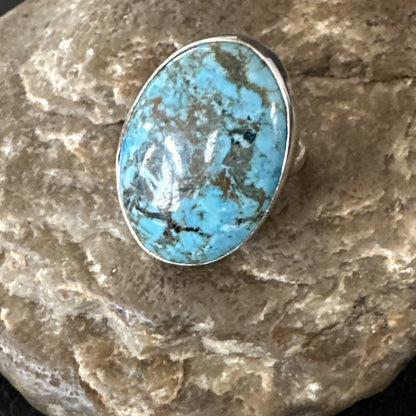 Blue Turquoise#8 Southwestern Sterling Silver Ring Size 7 19737